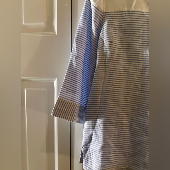 Tommy Bahama Women’s Sz SP 100% Linen Beachy Coastal Preppy Summery Striped Top - Picture 2 of 9